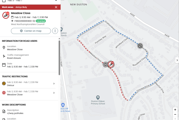 C arriageway Works to Meadow Close