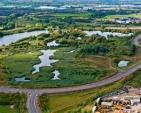 An aerial view of Stortons Gravel Pits