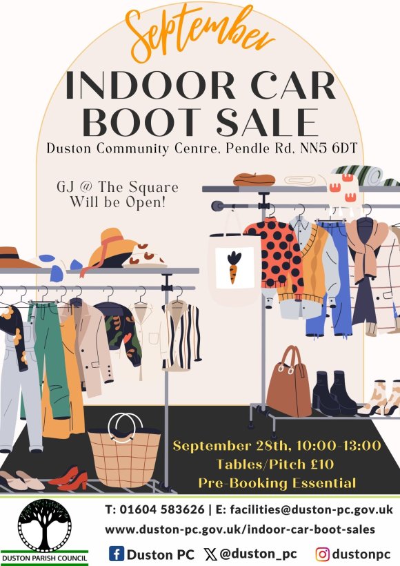 indoor car boot poster for more details please call 01604583626